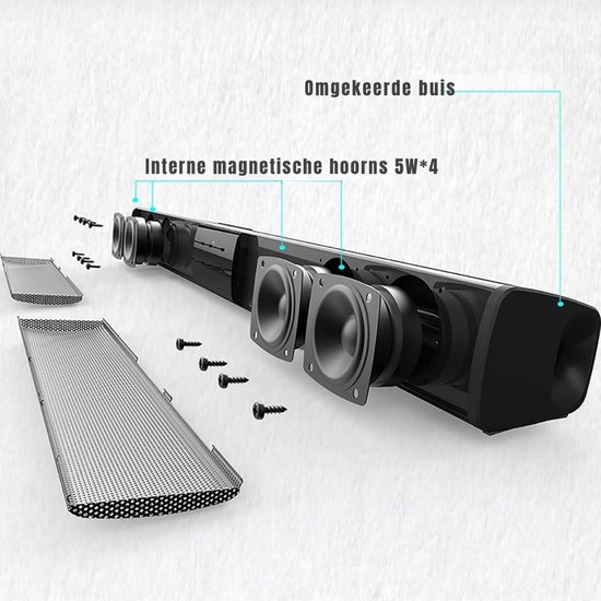 QORA® Soundbars - Soundbar met DSP-Technologie - Speaker met Bluetooth -Soundbar met Subwoofer - Soundbar PC - AUX - USN - TF-Kaart- met Ingebbouwde Microfoon - Klein - Zwart- 59cm x 9cm x 9cm van qora — afbeelding 2