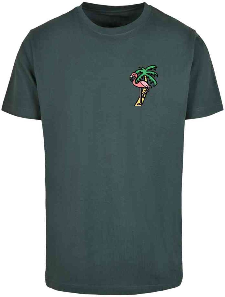 Mister Tee Flamingo Round Neck Heren Tshirt XS Donkergroen