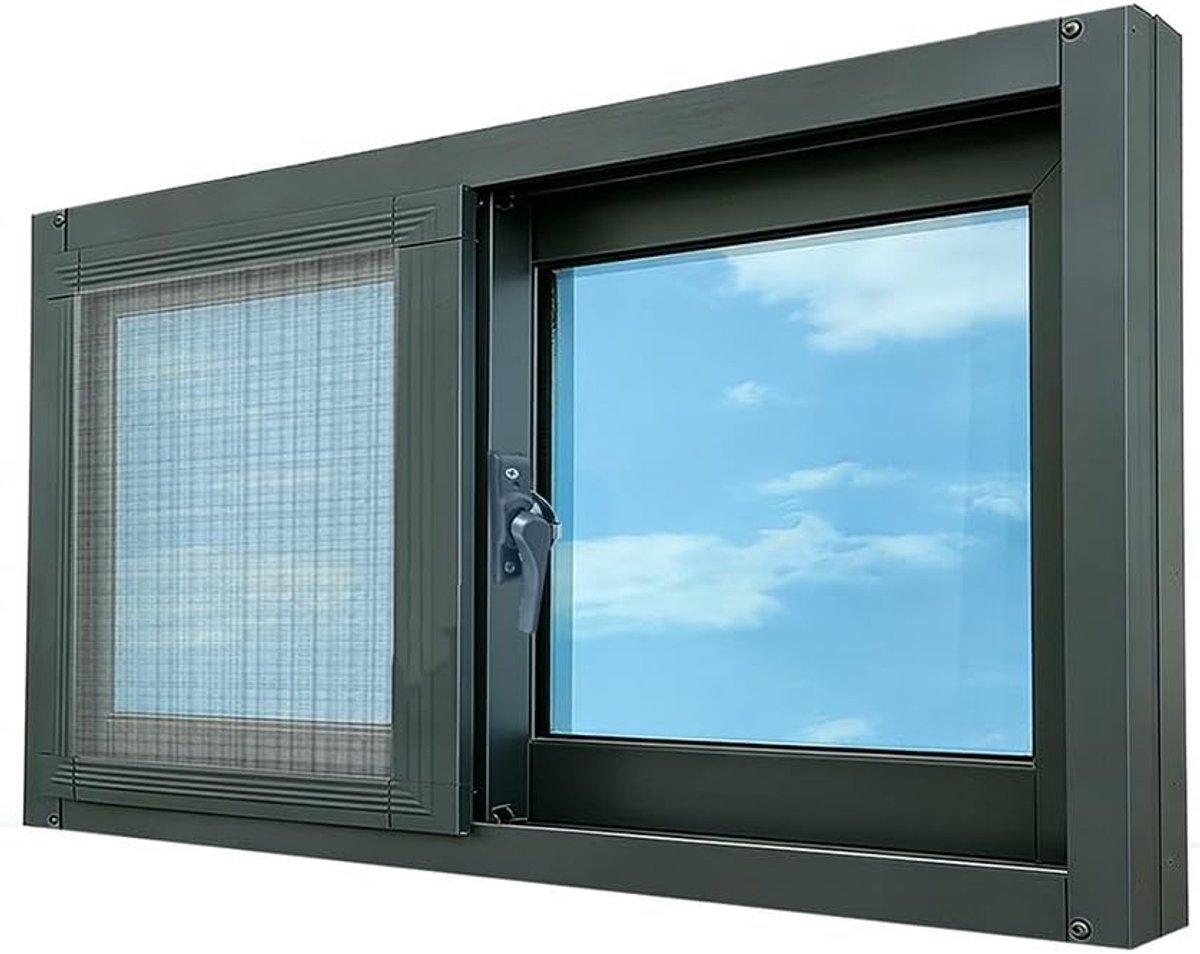 Metalen Schuifraam - Ventilatiepaneel - Ruimte Maximaliseren - Gehard Aluminium - 70x40 cm - Zwart
