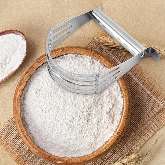 Gebakmixer - Koekensnijder - Eenvoudig Mengen - Robuust Roestvrij Staal - 20 cm Breed - Zilver — afbeelding 2