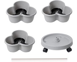 Verticale Plantenbak - Stapelbare Pot - Ruimte Besparen - Met Verrijdbare Wielen - 3 Niveaus - Grijs