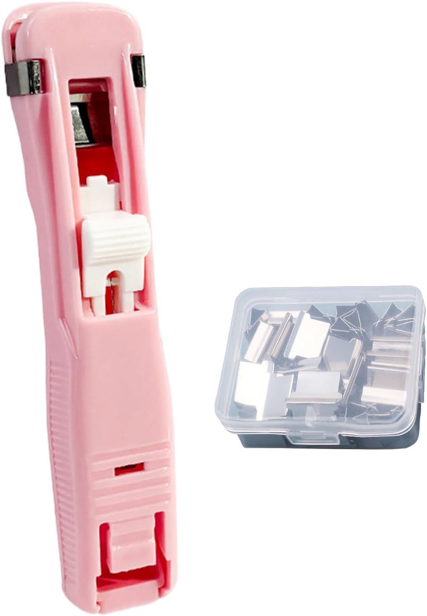 Nietmachine zonder nietjes - Papierbinder klem - Documenten binden - Bevestiging zonder perforaties - 45 vellen capaciteit - Roze