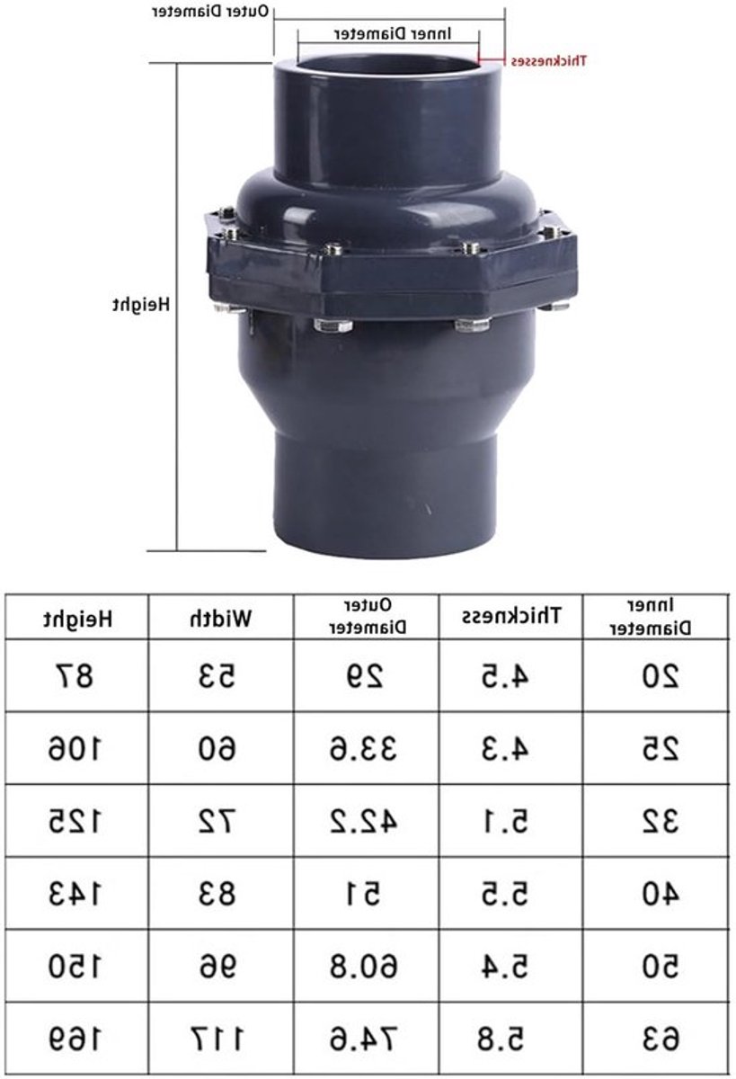 Store_7 - Terugslagklep 40mm PVC U - Dompelpompen en Koi Vijvers - Horizontaal en