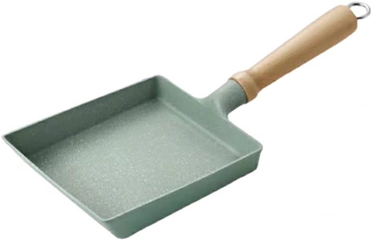 Omelet Pan - Gietijzeren Koekenpan - Ontbijt Maken - Met Houten Deksel - 18.5 cm - Zwart