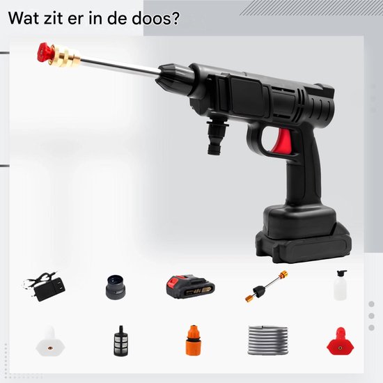 carmdering - Draadloze Hogedrukreiniger - Accureiniger - Sproeireiniger - Batterijgevoed, verstelbare sproeikop, lichtgewicht, 24x20,5x11cm - Voor auto & tuin - Zonder stroomkabel van Carmdering — afbeelding 3