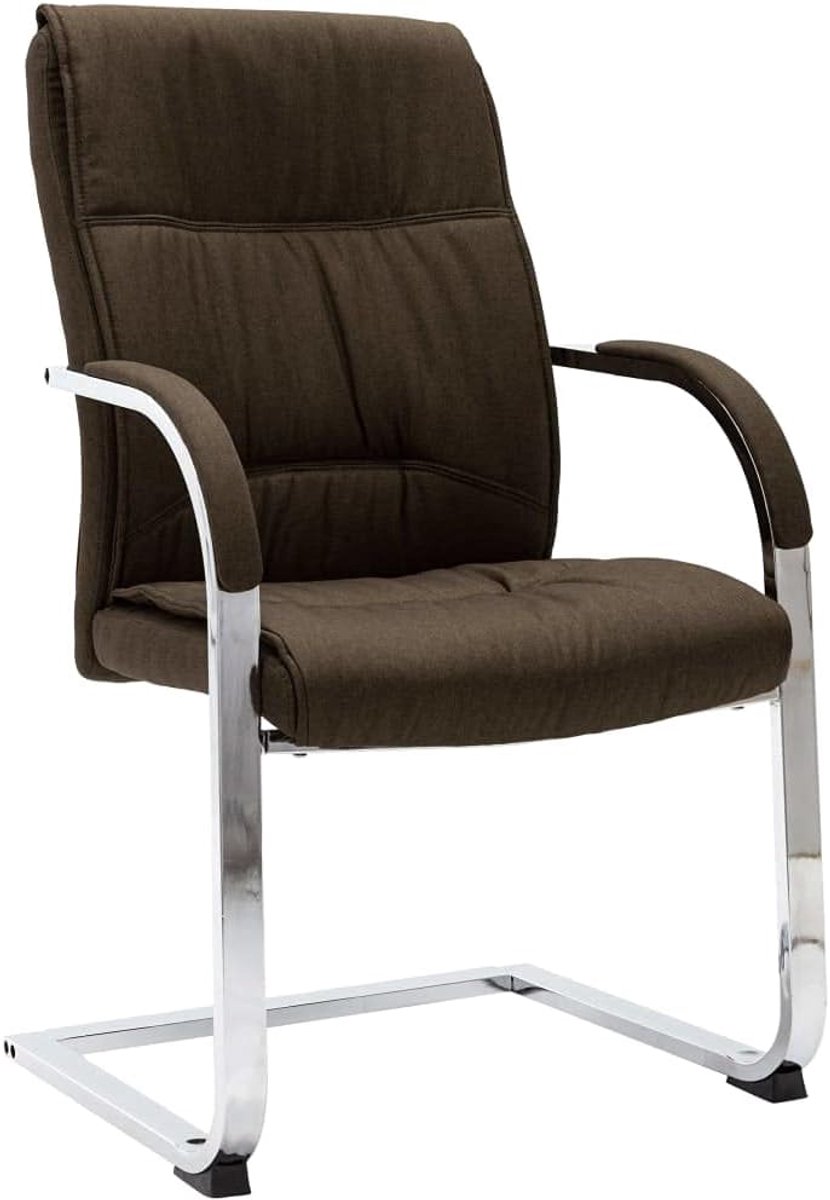 Bureaustoel stof - Ergonomische stoel - Lang Zitten - Vrijdragend design - 58 x 67.5 x 102 cm - Bruin