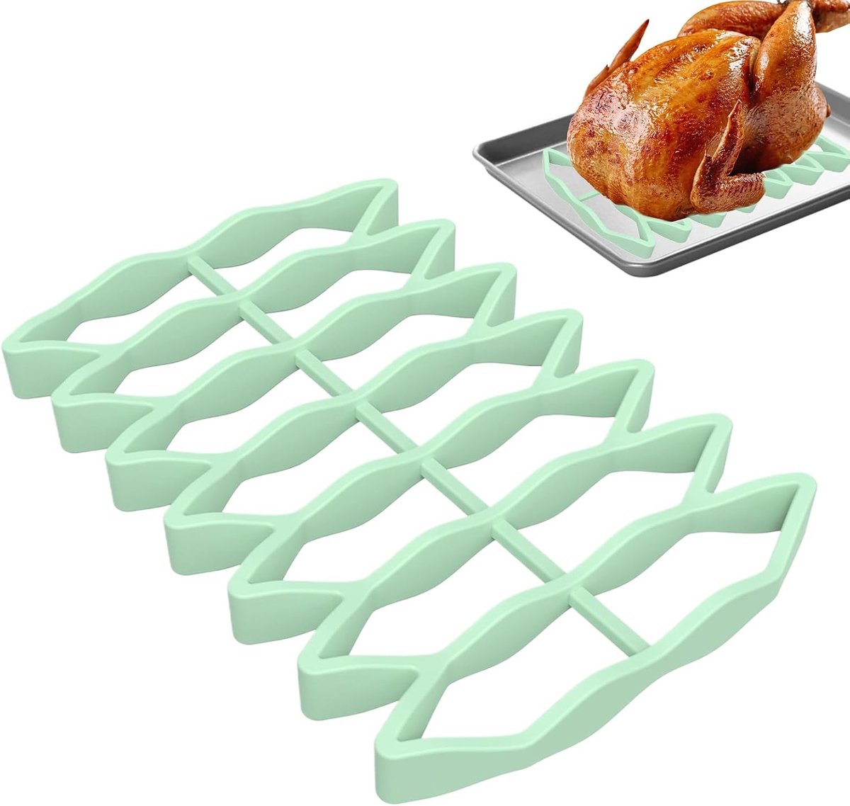 Oven Roosterrek Siliconen Bakrek Gelijkmatig Bakken Anti-aanbaklaag 23 x 15.6 x 2 cm Lichtgroen