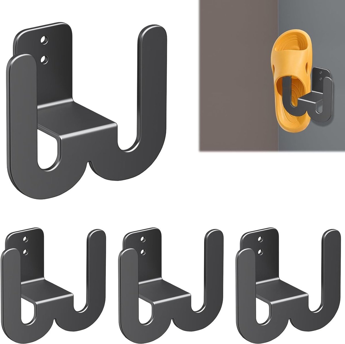 Wandmontage Schoenenhouder - Zwart Metaal - Ruimtebesparend Ontwerp - Eenvoudig Te Installeren - Voor Schoenen en Accessoires