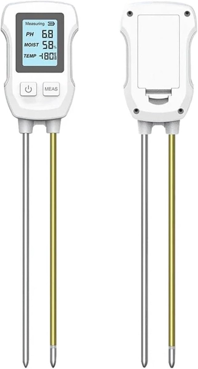 Bodemtester - pH-meter Vochtigheidsmeter - Plantenverzorging - 3-in-1 functionaliteit - 300 g - Wit