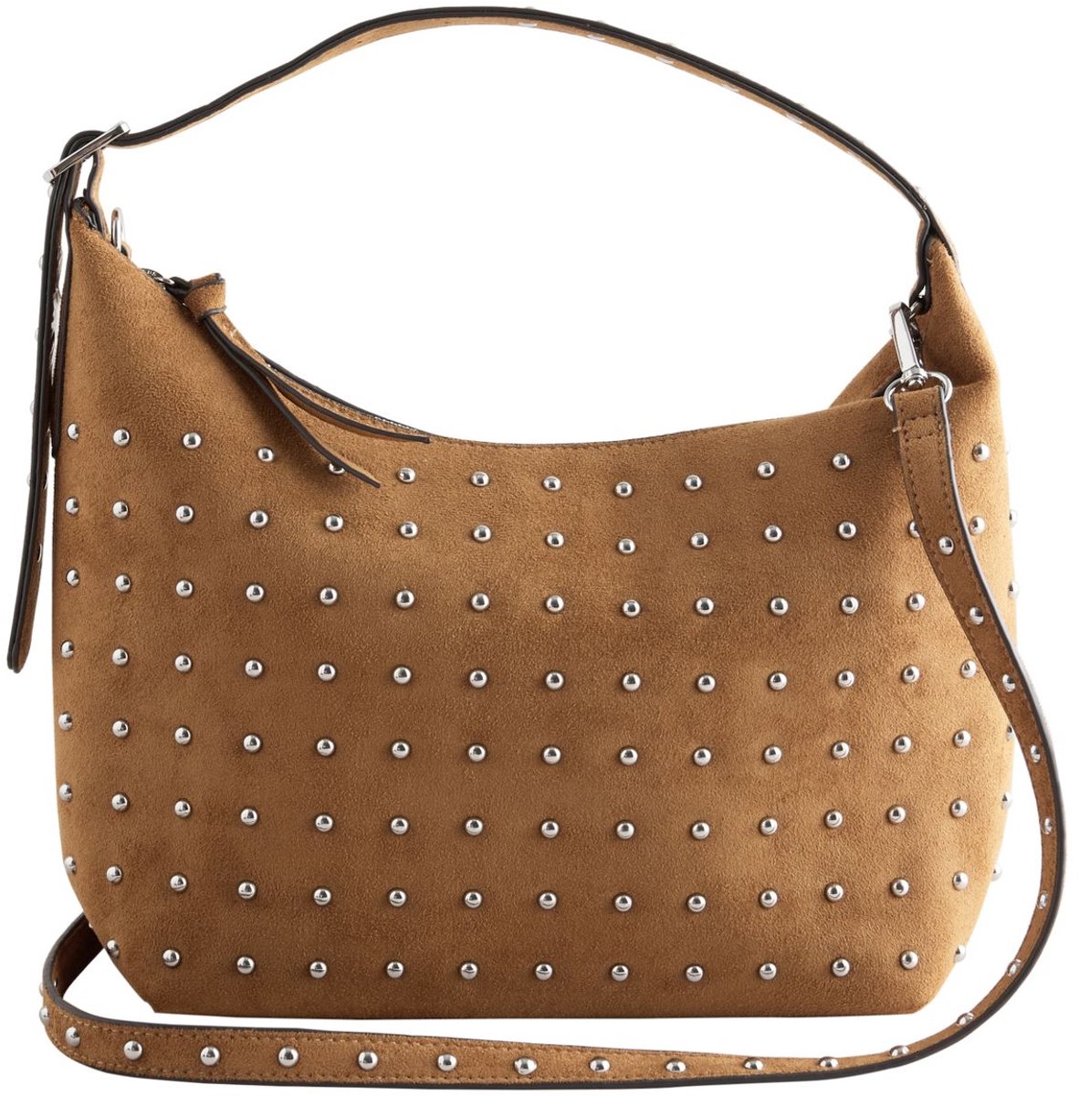 Next - Dames - Handtas van suède-imitatie met studs - Bruin