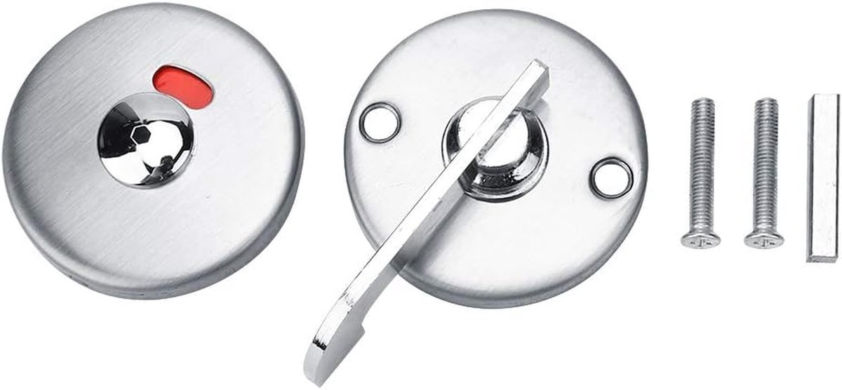 Toiletdeur Slot - Deurindicator Greep - Badkamer Beveiliging - Roestvrij Staal - 12-18 mm dikte - Zilver