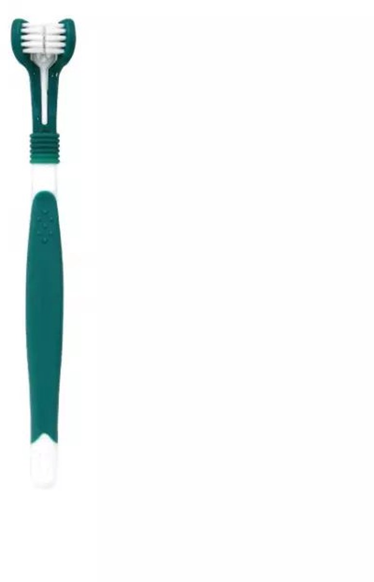 Driekoppige tandenborstel voor honden 17 cm, Donkergroen