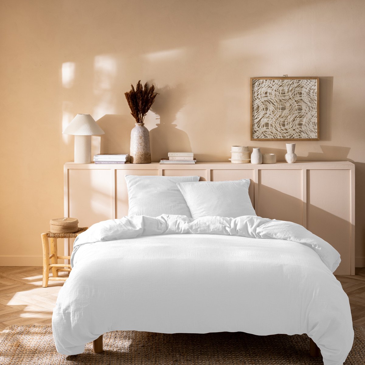 Matt & Rose Dekbedovertrek - Tweepersoons - Wit - 200 x 200 + (2x)65 x 65 cm - Mousseline Katoen