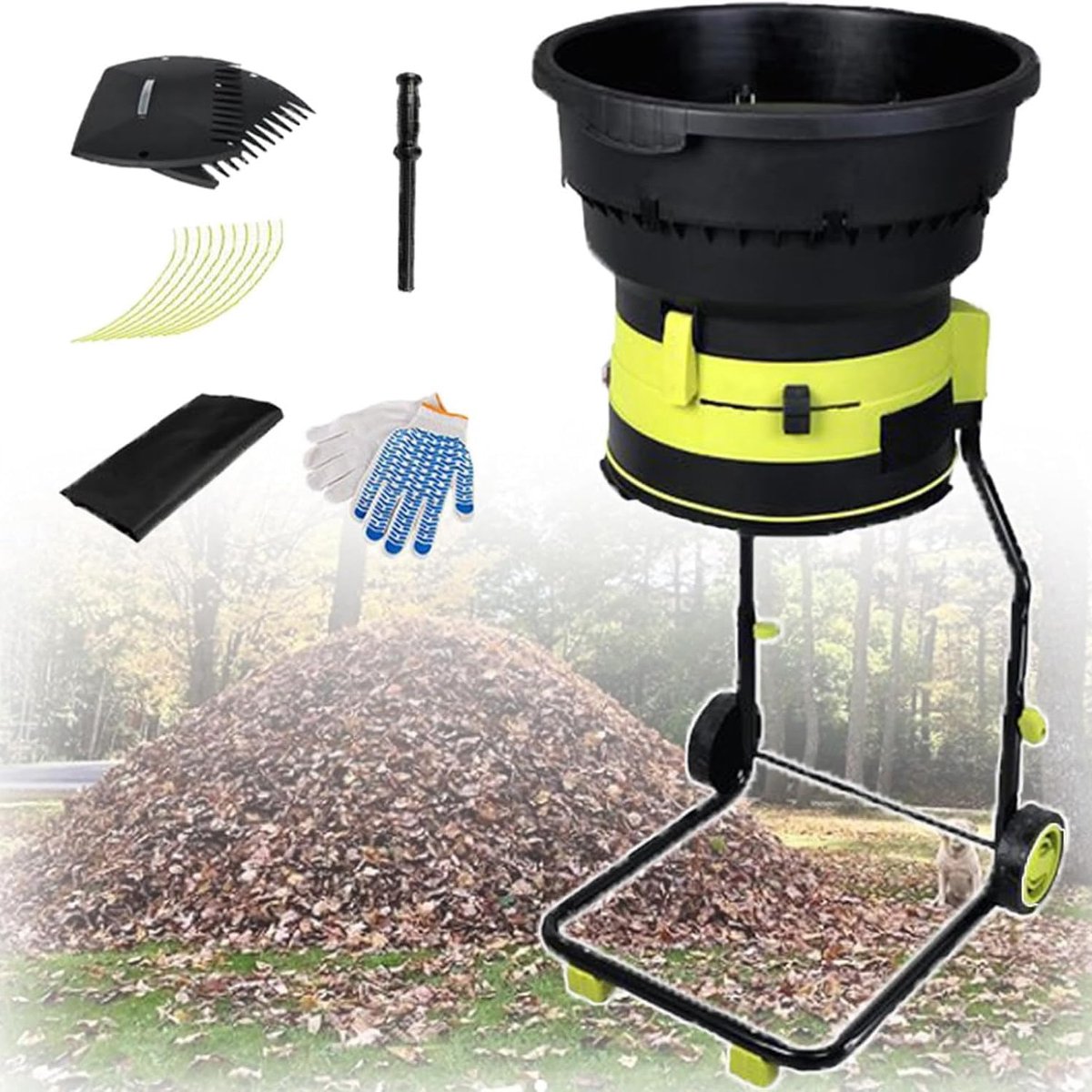 Elektrische Bladvernipperaar - Bladhakselaar Tuinafval - Tuin Opruimen - Bladeless Technologie - 54 cm Trechter - Zwart