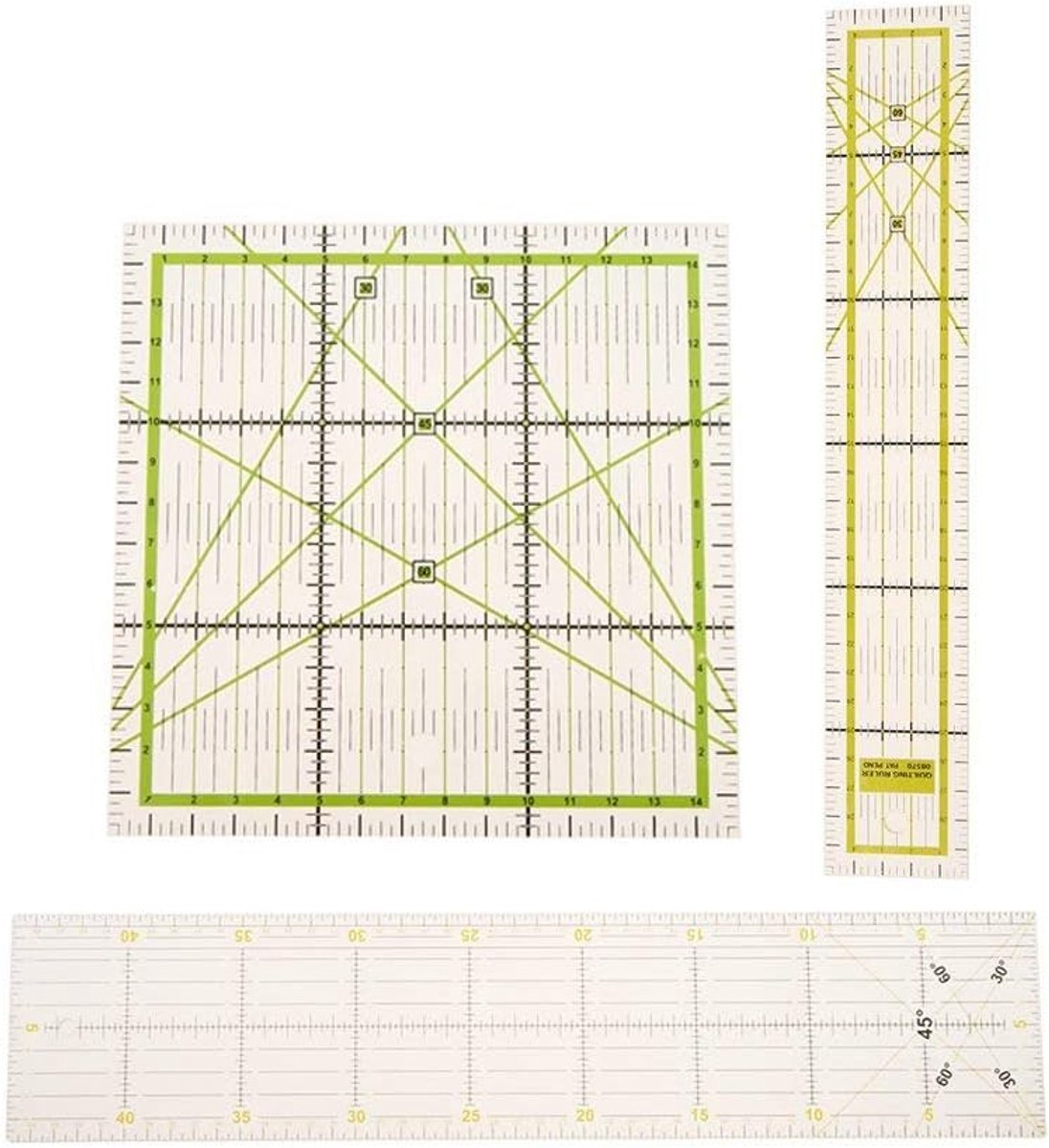 Patchwork Linialen Set - Quilt Sjabloon - Naaien Tekenen - 3 Snijlijn Indicatoren - 3 Stuks - Transparant