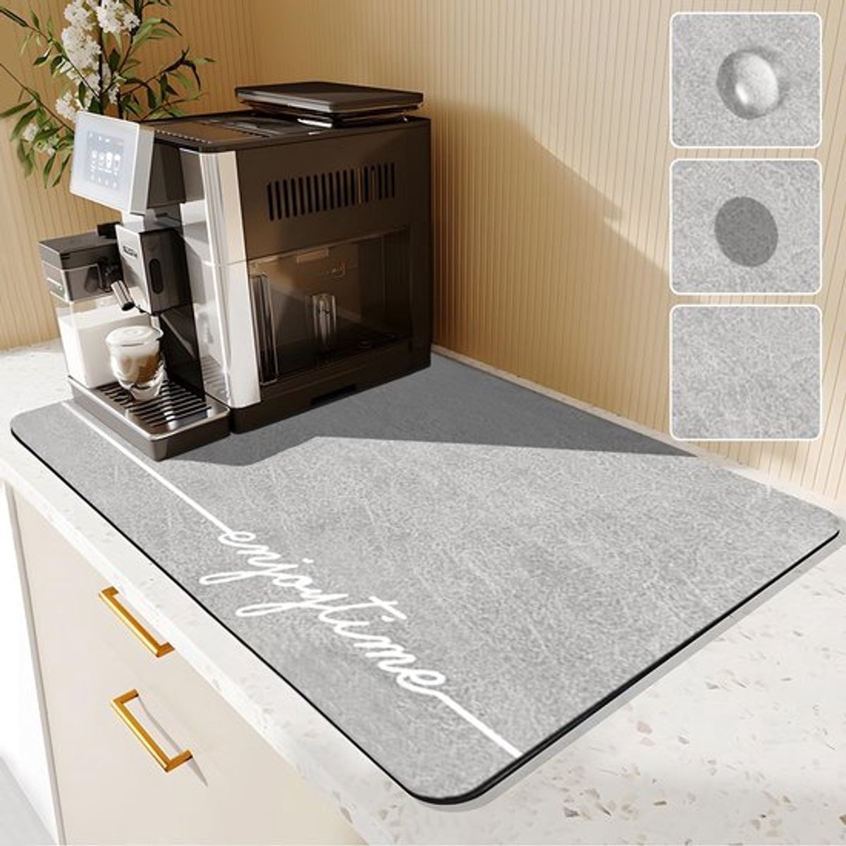 Dailygoody - Afdruiprekmat - Absorberende droogmat - 60 x 40 cm - Koffiemat
