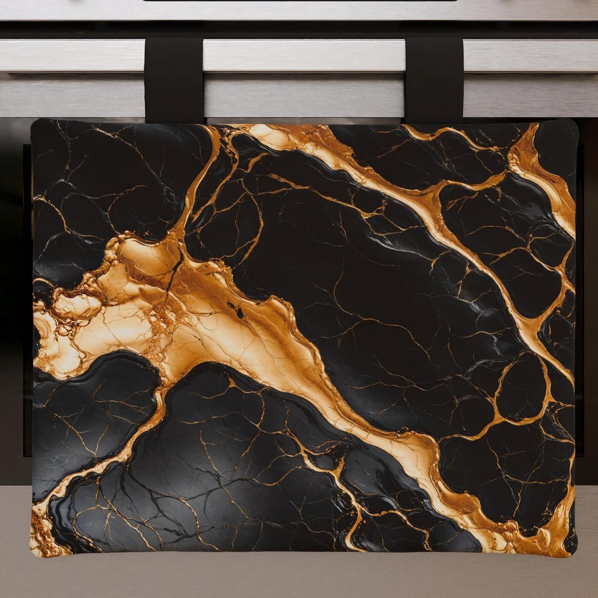 Ovenafdekking Keuken - Aanrechtblad Decoratie - Keuken Opfrissen - Marmerlook Design - 40 x 50 cm - Zwart Goud