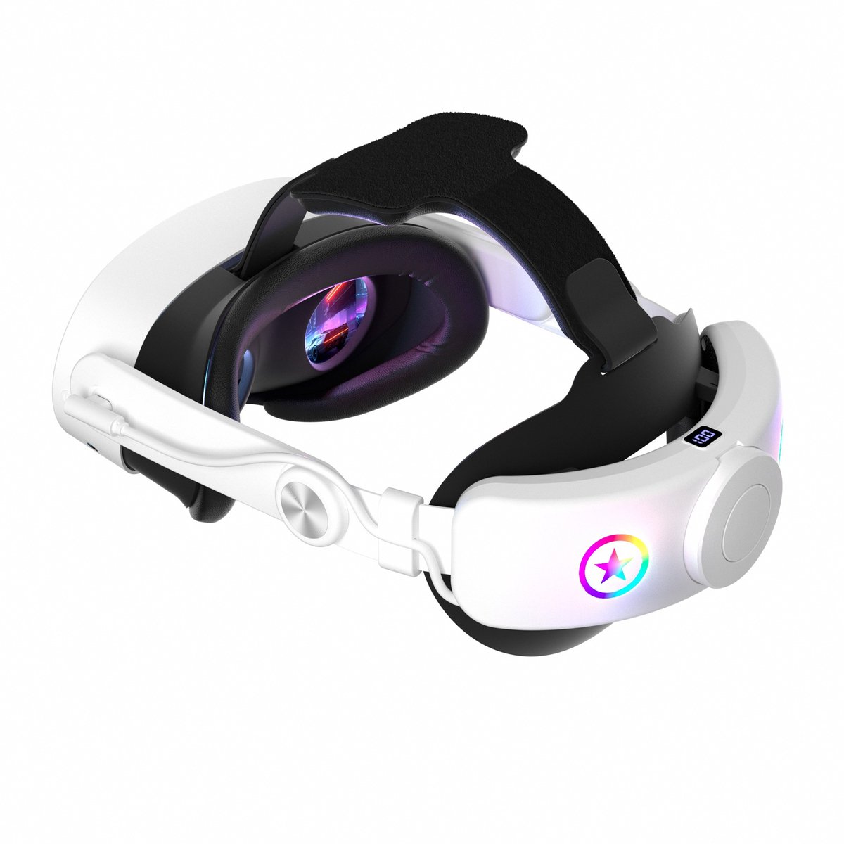 Gloovon® Elite Strap met Batterij - 10.000mAh Accu & Balans - Ergonomische VR Hoofdband voor Meta Quest 3 & 3S - VR Headstrap - Wit