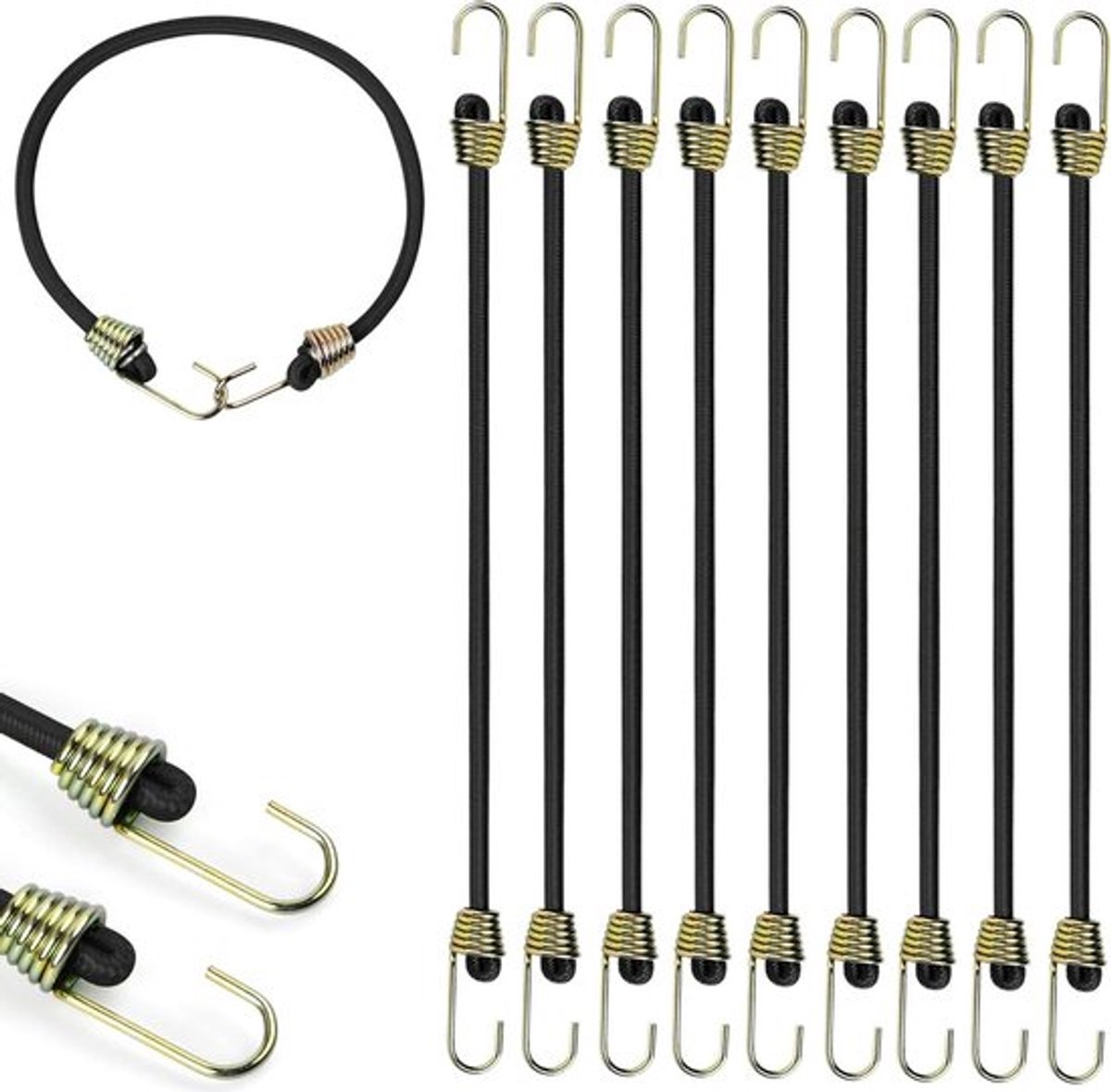 Spanrubber bagagespanner Allecto Plus, 10 x 25 cm met haken