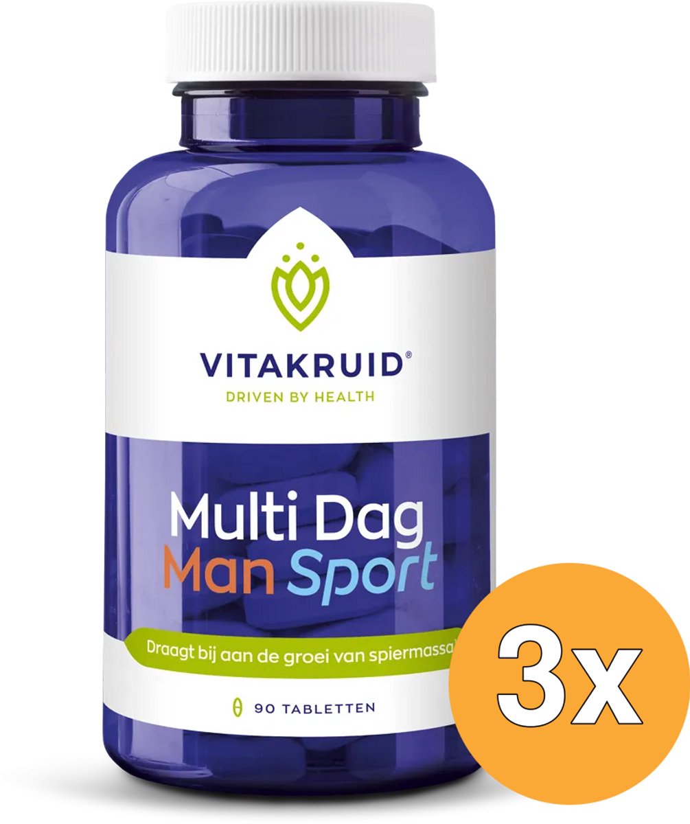 3x Vitakruid Multi Dag Man Sport 100% Vegan (90 tabletten)