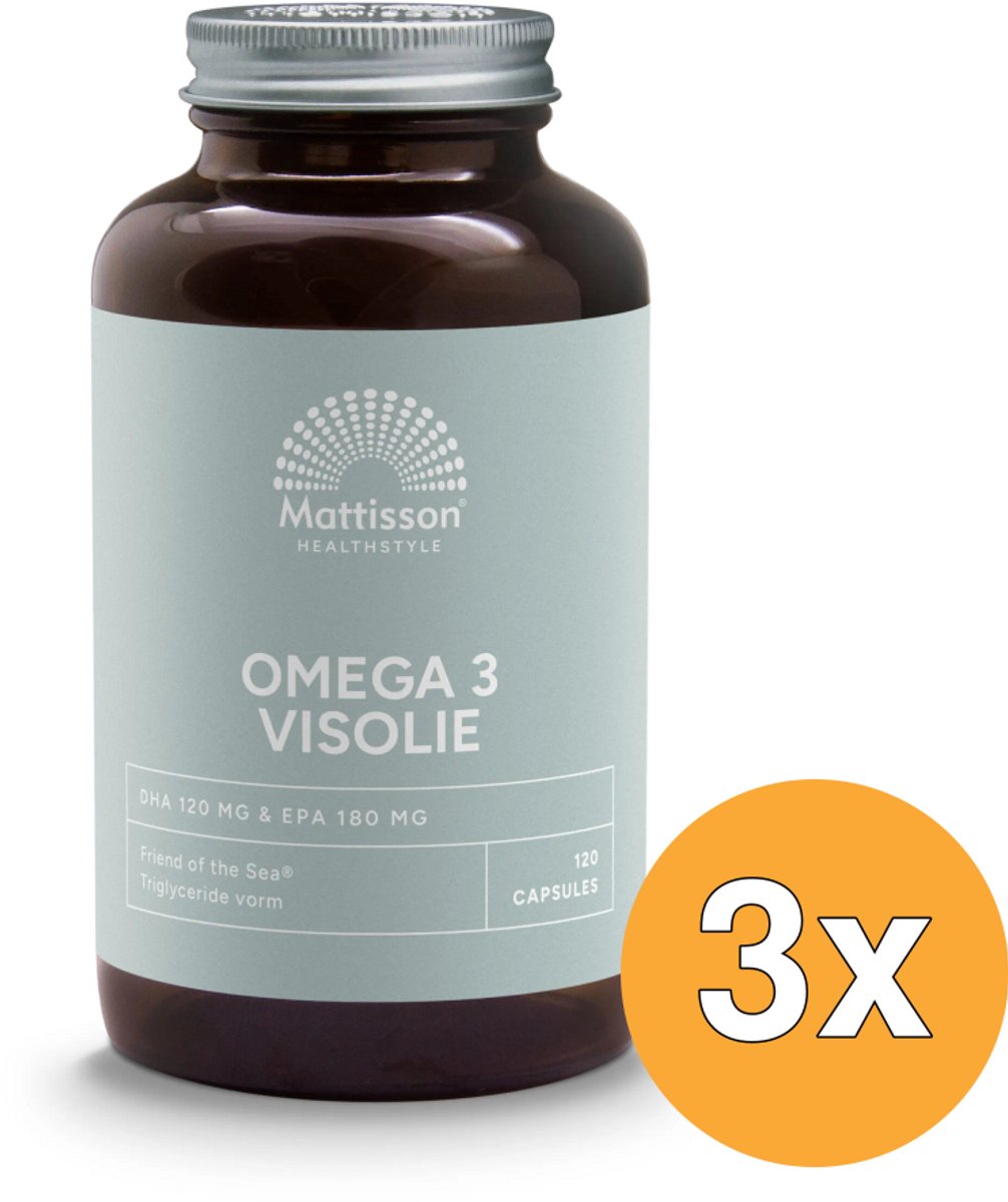 3x Mattisson Fos Omega 3 Visolie Epa 18% / Dha 12% 1000Mg (120 capsules)
