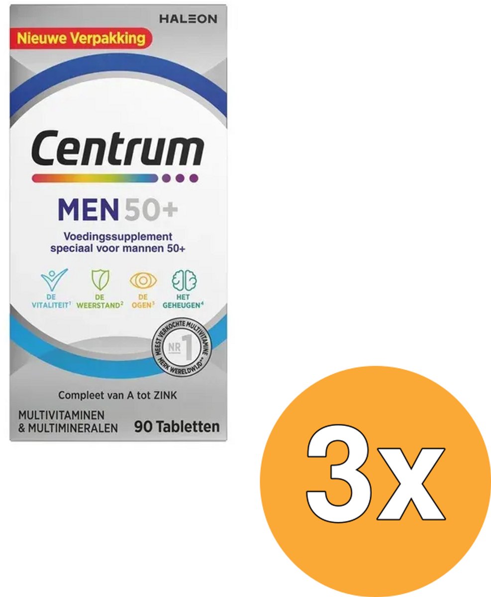 3x Centrum Men 50+ Advanced (90 tabletten)