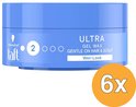 Blauwe pot Taft Ultra Gel Wax met hold level 2 en 'Wet-Look' label, aangegeven als 6x.