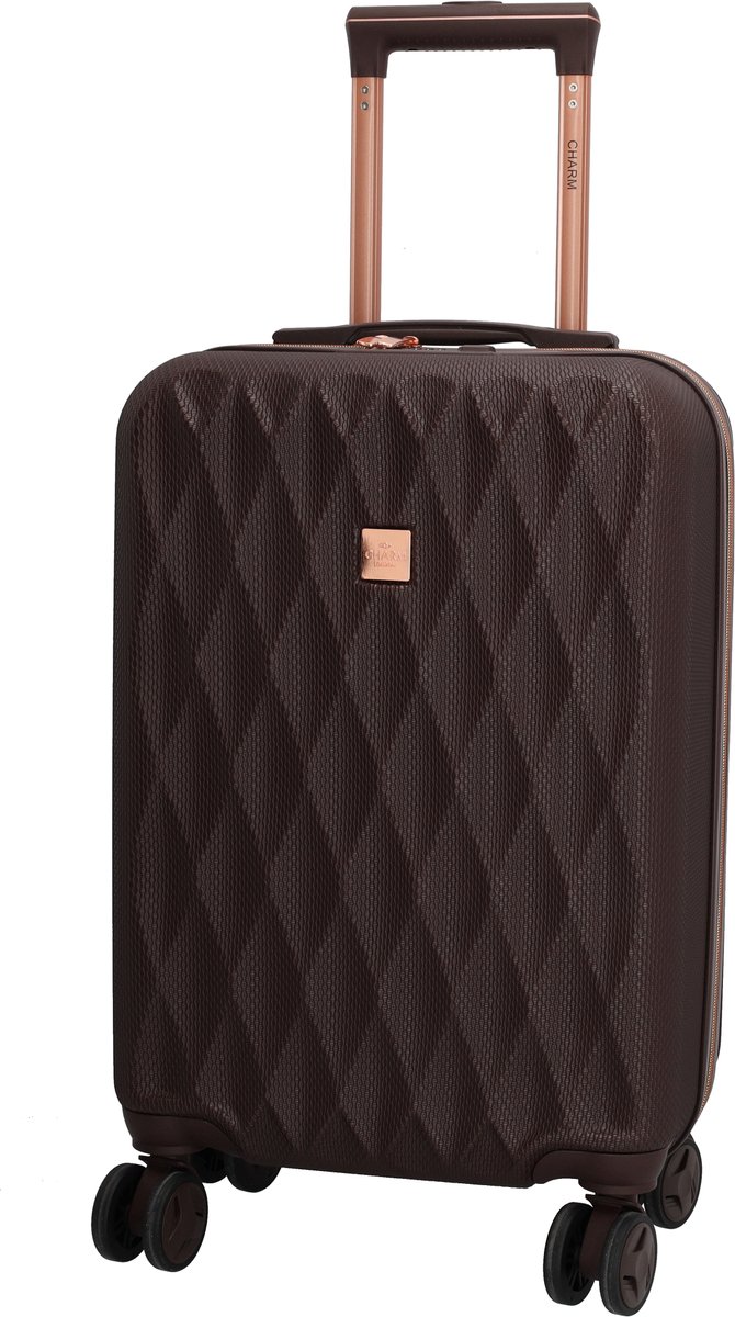 Charm London Honey Koffer - S - Handbagage - 40 Liter - TSA Slot - 55 x 35 x 22.5 cm - Cabin Size - Travel - Reizen - Donkerbruin