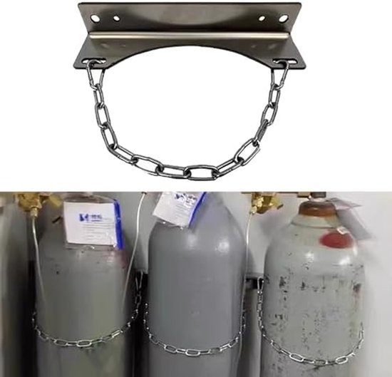 Gasflessenwagen Staal - Zuurstofwagen Aluminium - Flessen Opslag - Veiligheidsketting Inclusief - 8-40 Liter Flessen - Grijs — afbeelding 4