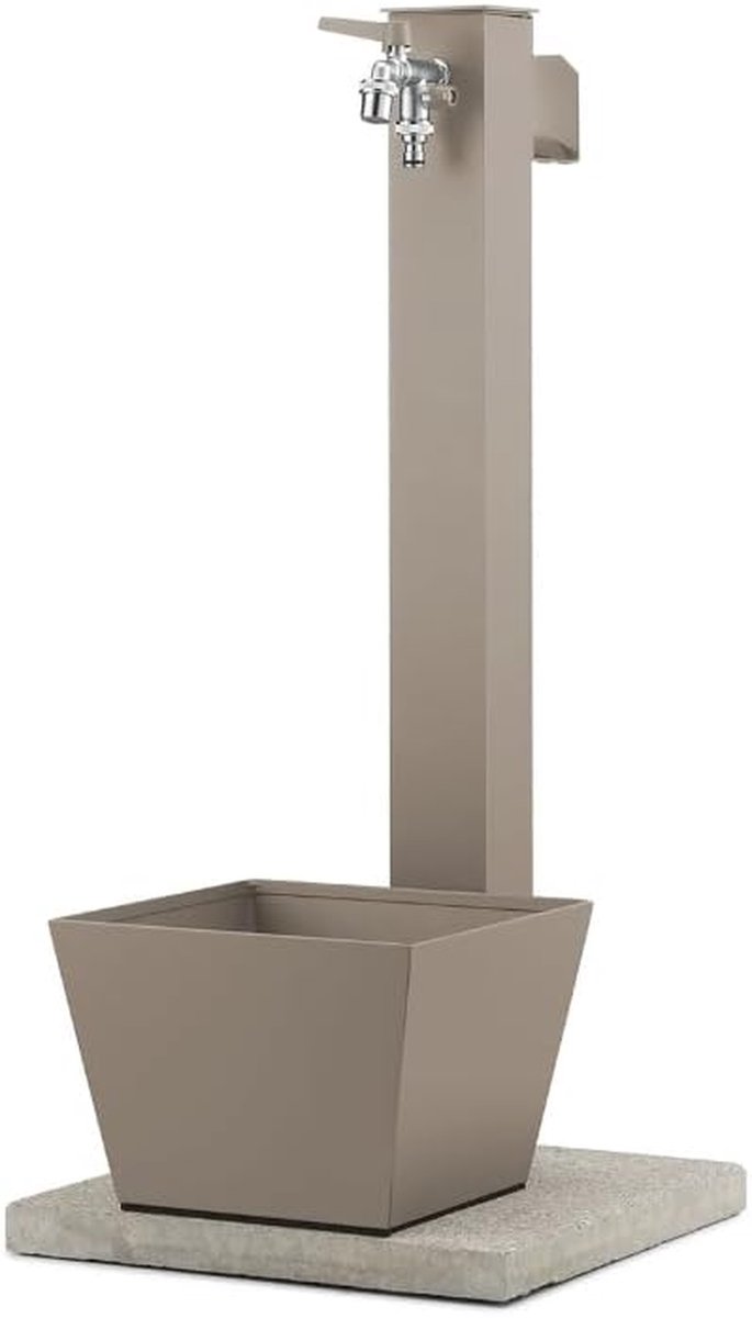 Zuil fontein - Buiten kraan - Tuin water geven - Roestbestendig staal - 89x89 cm - Taupe
