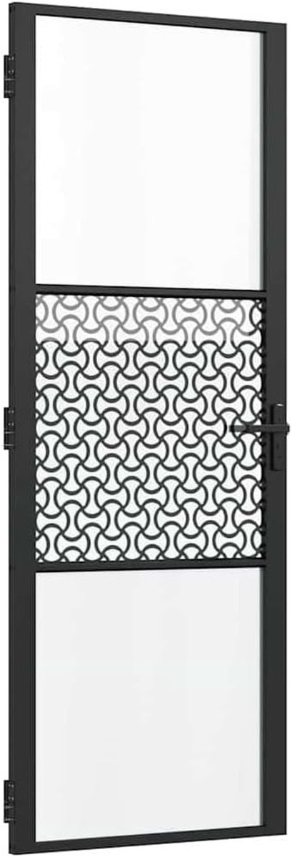Glazen Binnendeur - Moderne Scheiding - Ruimte Verdelen - Stabiel Aluminium Frame - 76 x 2015 cm - Zwart