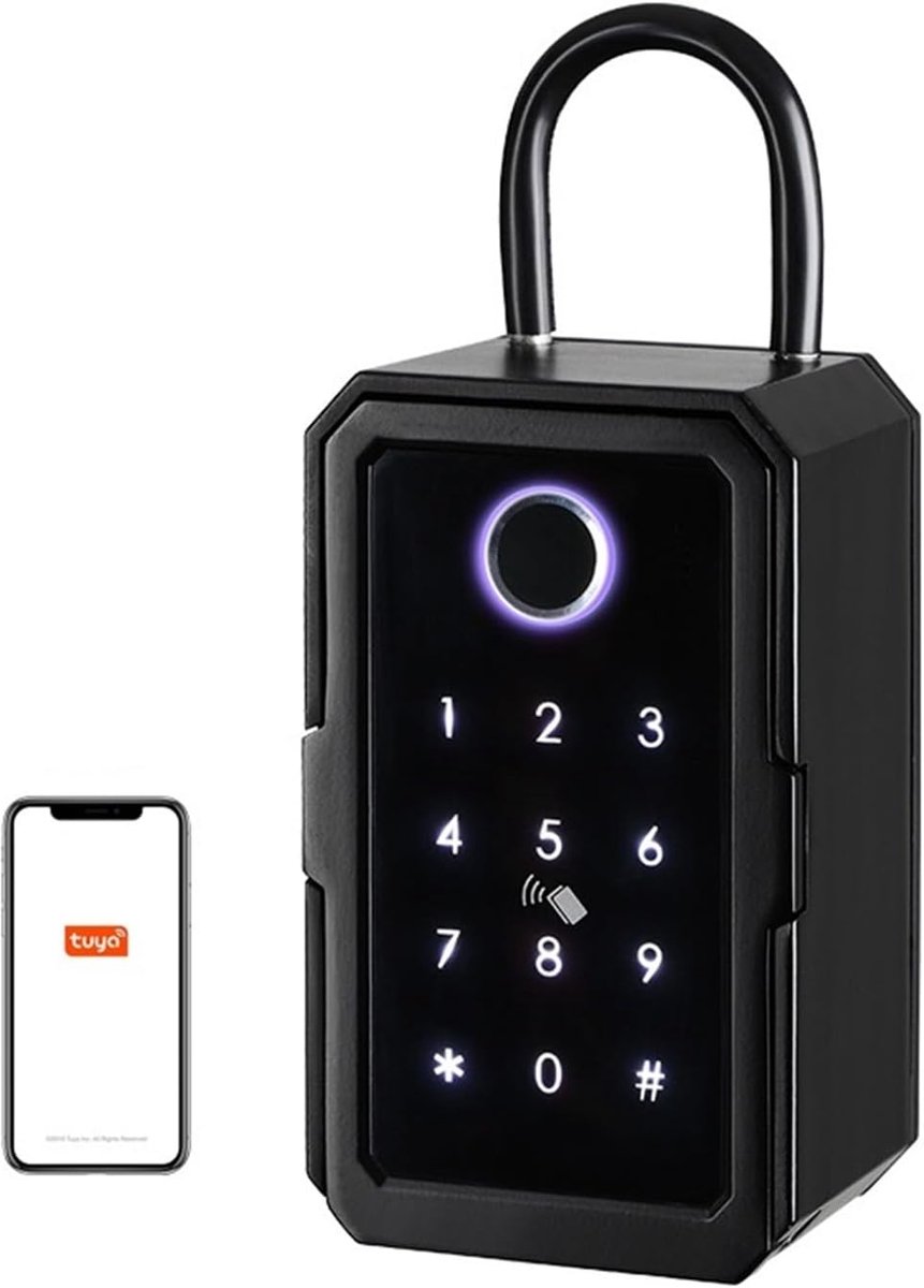 Kluis - Wachtwoord Box - Veilig Opbergen - App Bediening - 10cm - Zwart