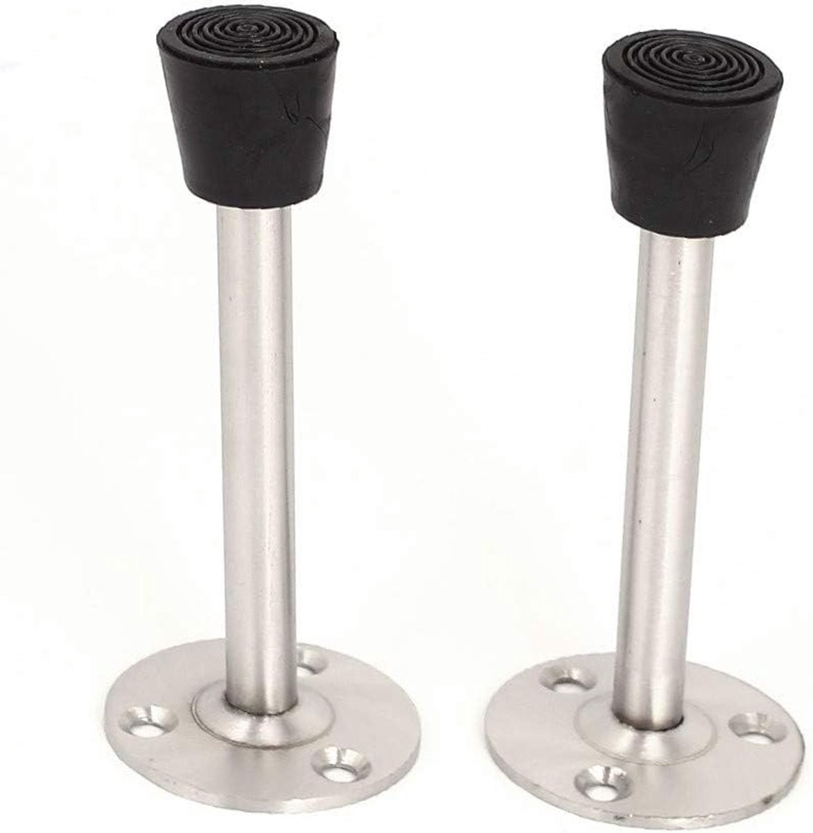 Deurstopper - Wandmontage Bumper - Deuren Beschermen - Roestvrijstaal Rubber - 120 mm Hoog - Zilver Zwart