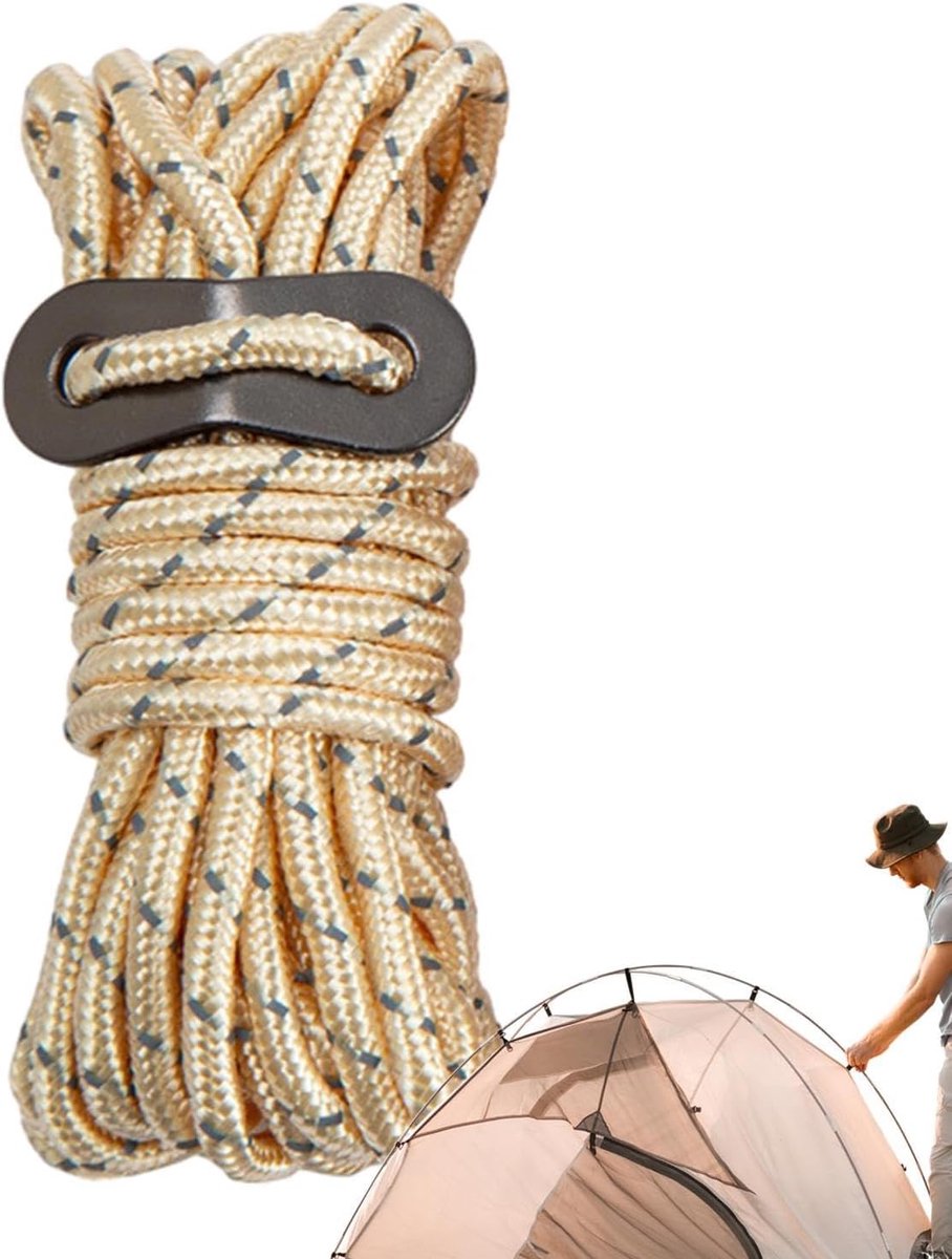 Reflecterend Paracord - Tenttouw Kampeertouw - Veilig Kamperen - Winddicht & Sterk - 4 meter - Kaki