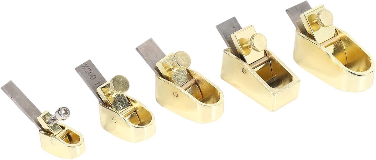 Vinger Schaafmachine Set - Houtbewerking Gereedschap - Instrumenten Maken - 5 Delige Set - Diverse Maten - Goud