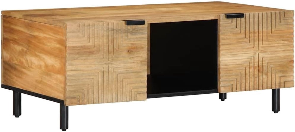 Salontafel Massief Hout - Bijzettafel Woonkamer - Ontspannen Uren - Uniek Mangohout - 100 x 54 cm - Bruin