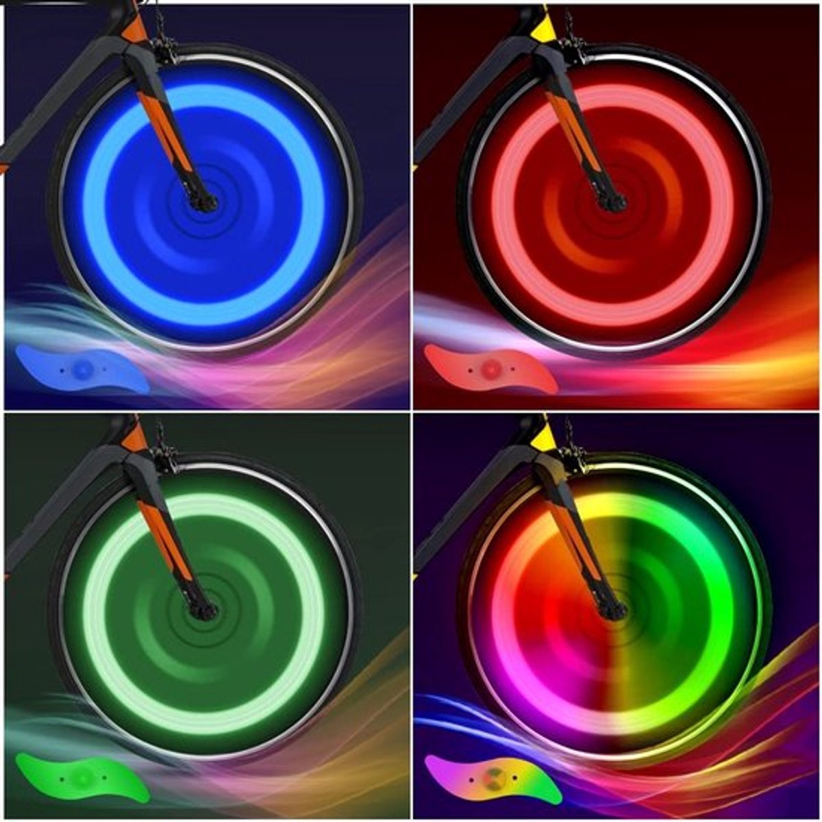 Jhubersproducts - Fietsspaaklichten - LED Wielverlichting - Veiligheid - Kleurrijk