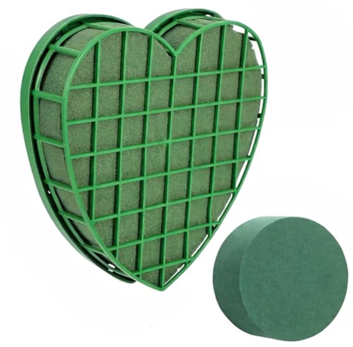 Steekschuim Hart 21x21cm + Rond 19x5cm - 2 stuks - Bloemschuim voor bloemstukken, bruiloften en feesten