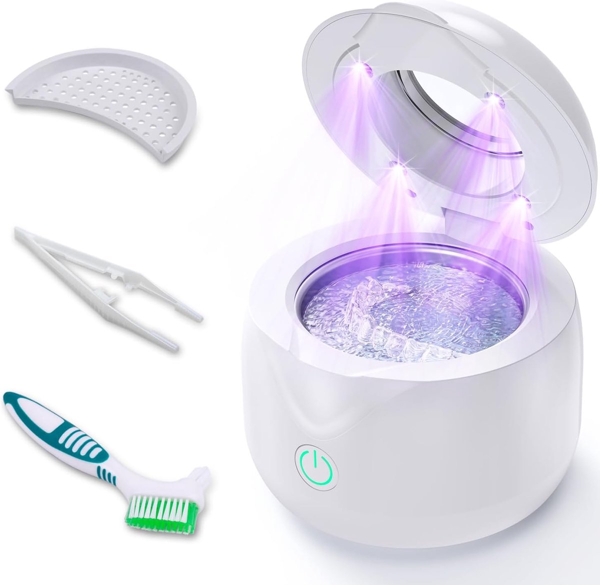 Ultrasone Reiniger - Sieraden Reiniger - Tandheelkundige Hulpmiddelen - 45000 Hz Kracht - 200 ml - Wit
