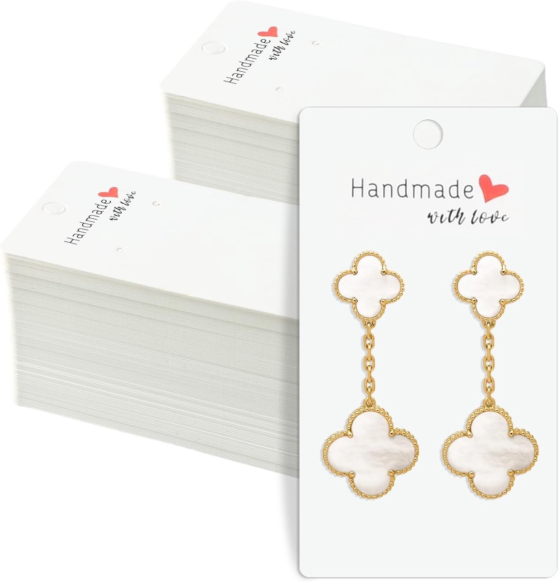 200 Stuks Kaarten voor Oorbellen, Cardboard Oorbellen, Handgemaakte Sieraden Tentoonstelling, 5 x 9 cm (Wit)