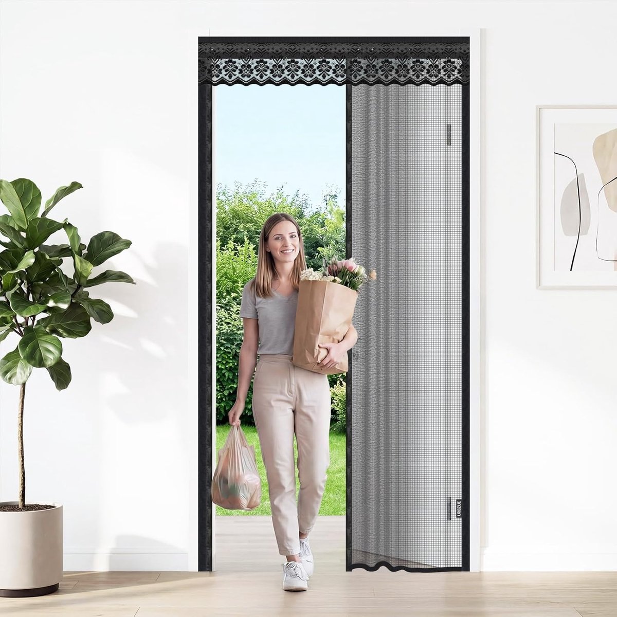 Magnetisch Gordijn - Vliegengordijn Deur - Insecten Buiten - Zonder Boren - 90 x 210 cm - Zwart