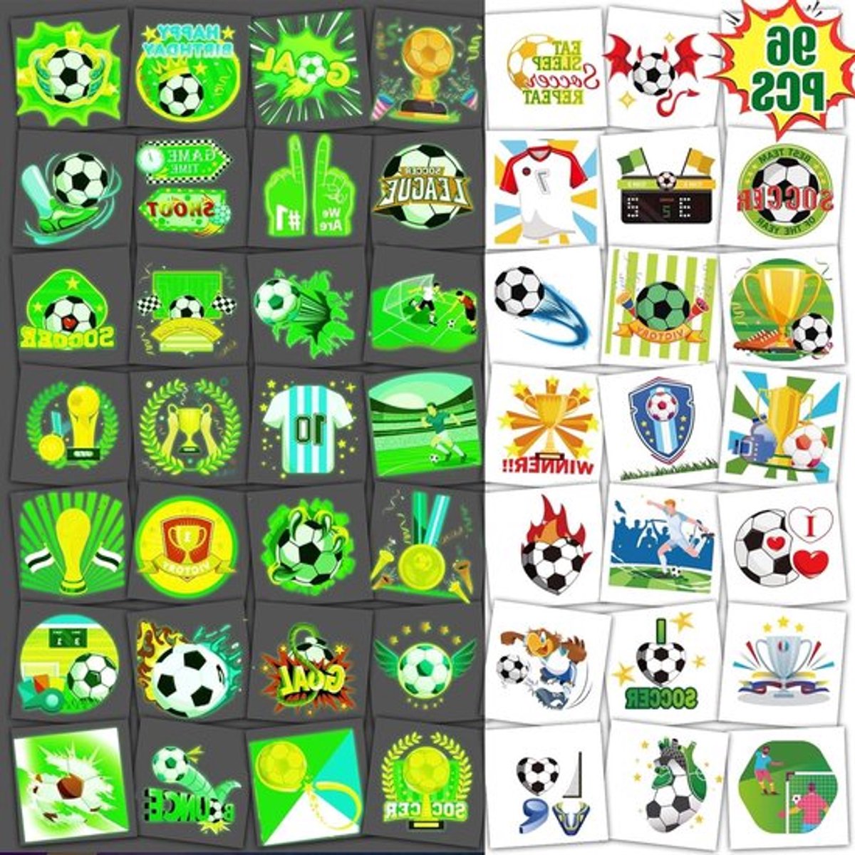 Lichtgevende tijdelijke voetbaltatoeages voor kinderen - Inovra Plus