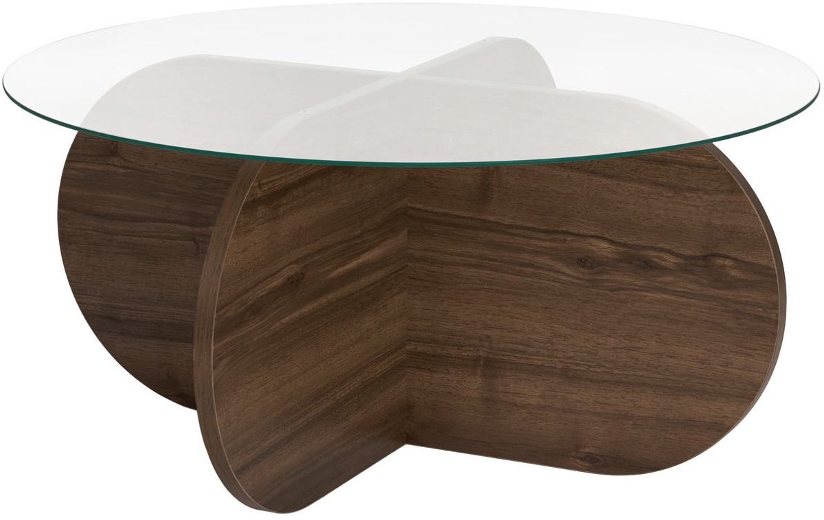 Skye Decor Houten salontafel "Aeris" - 75 x 75 x 35 cm - hout en glas Transparant
