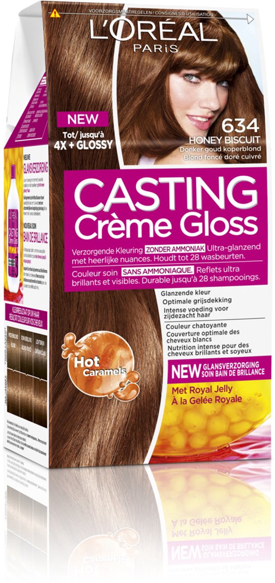 L’Oréal Paris Casting Crème Gloss 634 Honey Biscuit - Donker Goud Koperblond - Haarverf