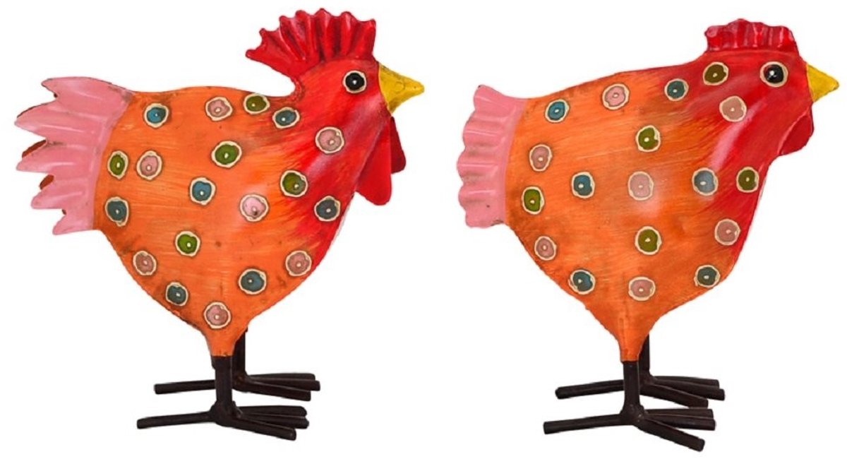 Solidchoice - Decoratieve Metalen Kippen Tuindecoratie Set van 2