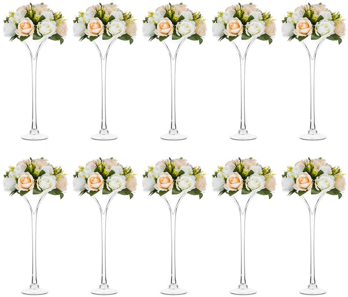 Solidchoice - Set van 10 Glas Trompet Vazen voor Bruiloften en Decoratie