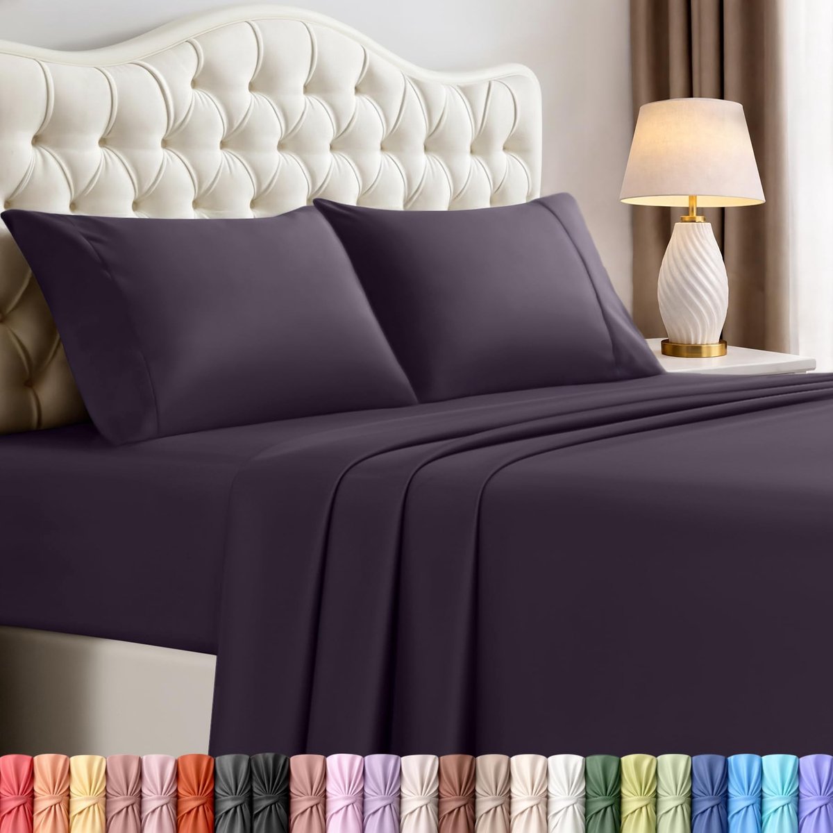 Solidchoice - King Size Bedlaken Set van 4 Stukken in Paars