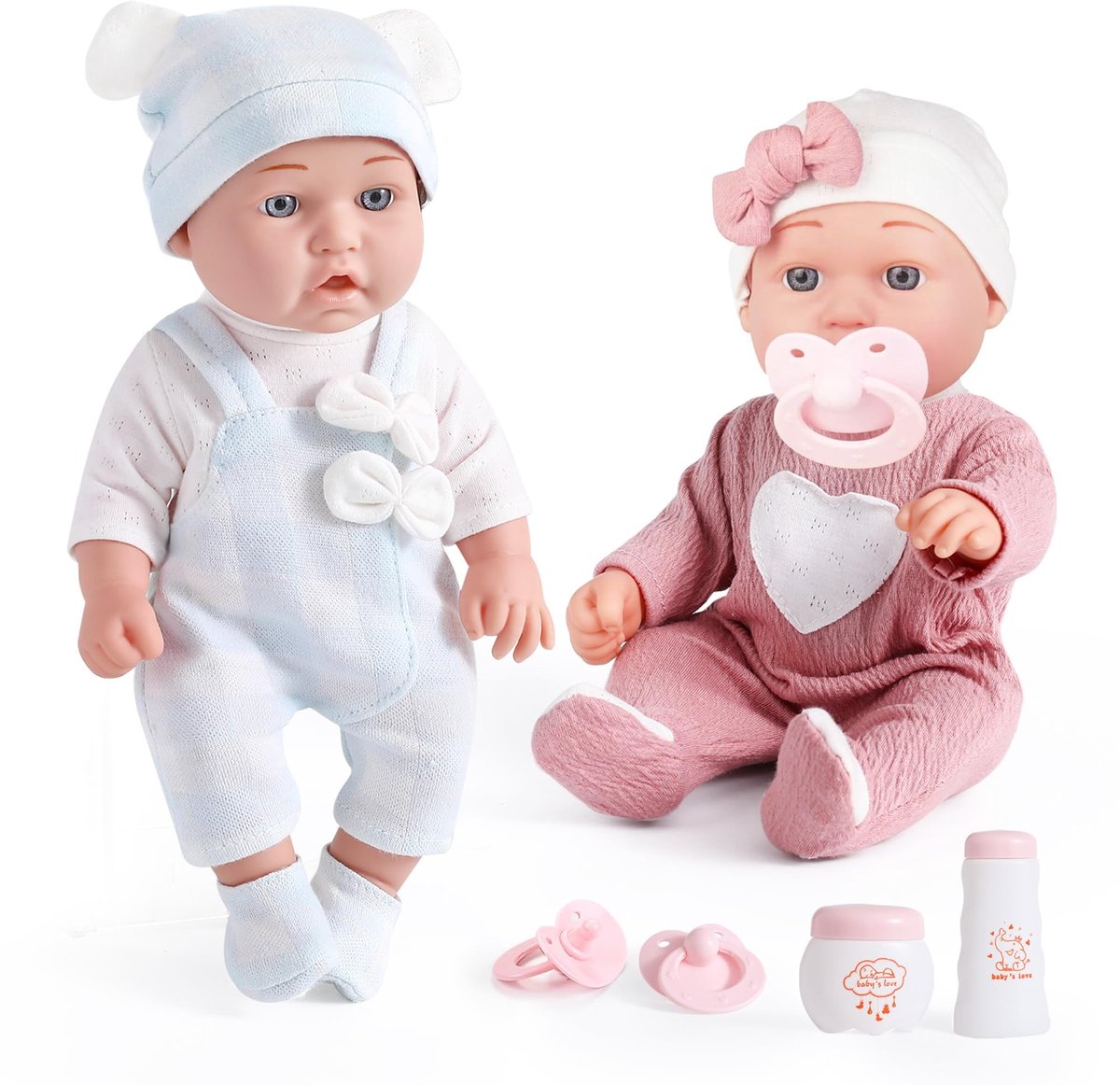 Solidchoice - Realistische Tweeling Babypoppen met Kleding en Fopspeen
