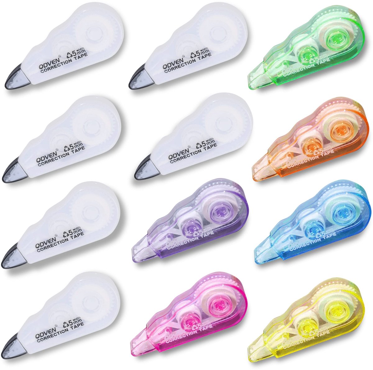 Solidchoice - Set van 12 Draagbare Mini Correctierollers voor School en Kantoor