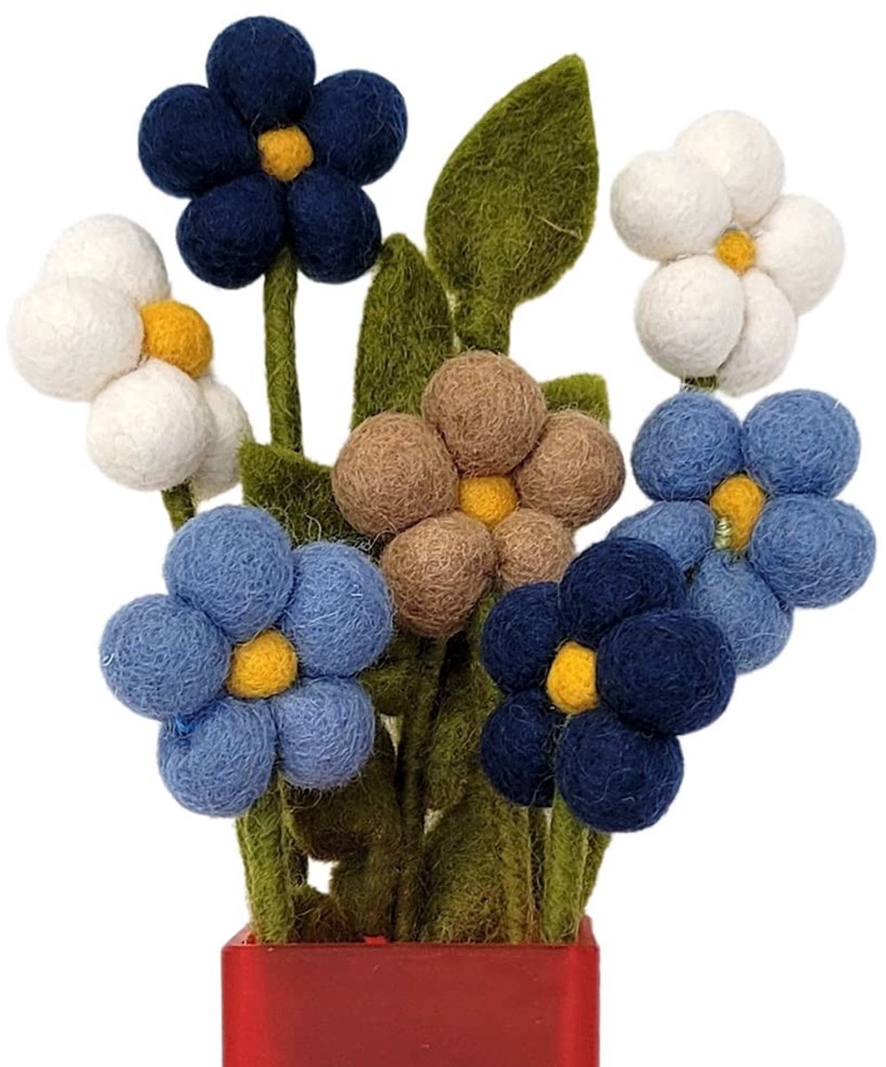 Solidchoice - Boeket van 7 Handgemaakte Vilt Bloemen voor Duurzame Decoratie